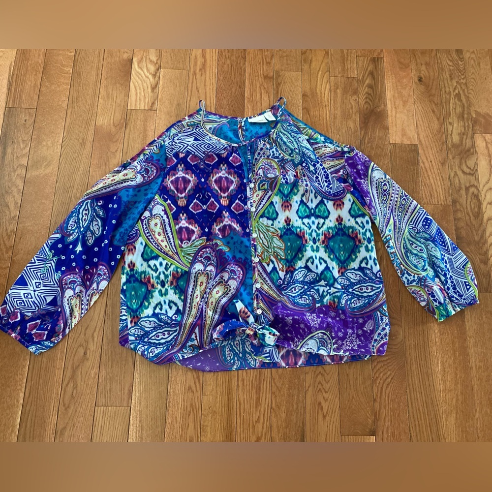 Chicos 3 xl women cold shoulder light weight top blouse